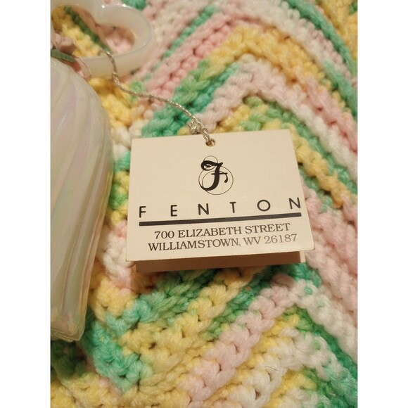 VTG Fenton Opaline Pearly Sentiments Porcelain Rose Iridescent Heart Handle Bell - Picture 2 of 10